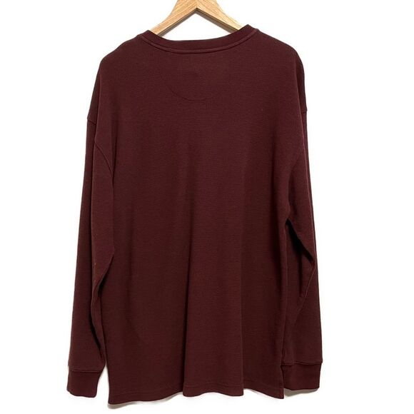 Red Head Brand Co Men’s Thermal Henley Burgundy, Size Large - Picture 2 of 8